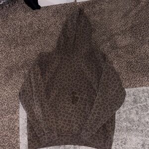 Abercrombie & Fitch Soft Essential Popover Brown Leopard Print Hoodie